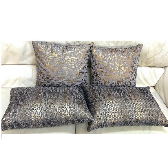New 4 pack Bronze Gold Metallic Decorative Throw Pillow - Picture 1 of 6